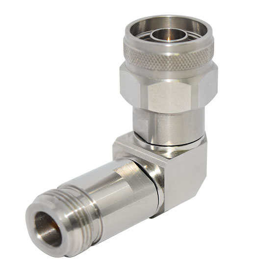 18GHz N(母頭)-N(公頭)射頻轉接器，90°直（zhí）角彎